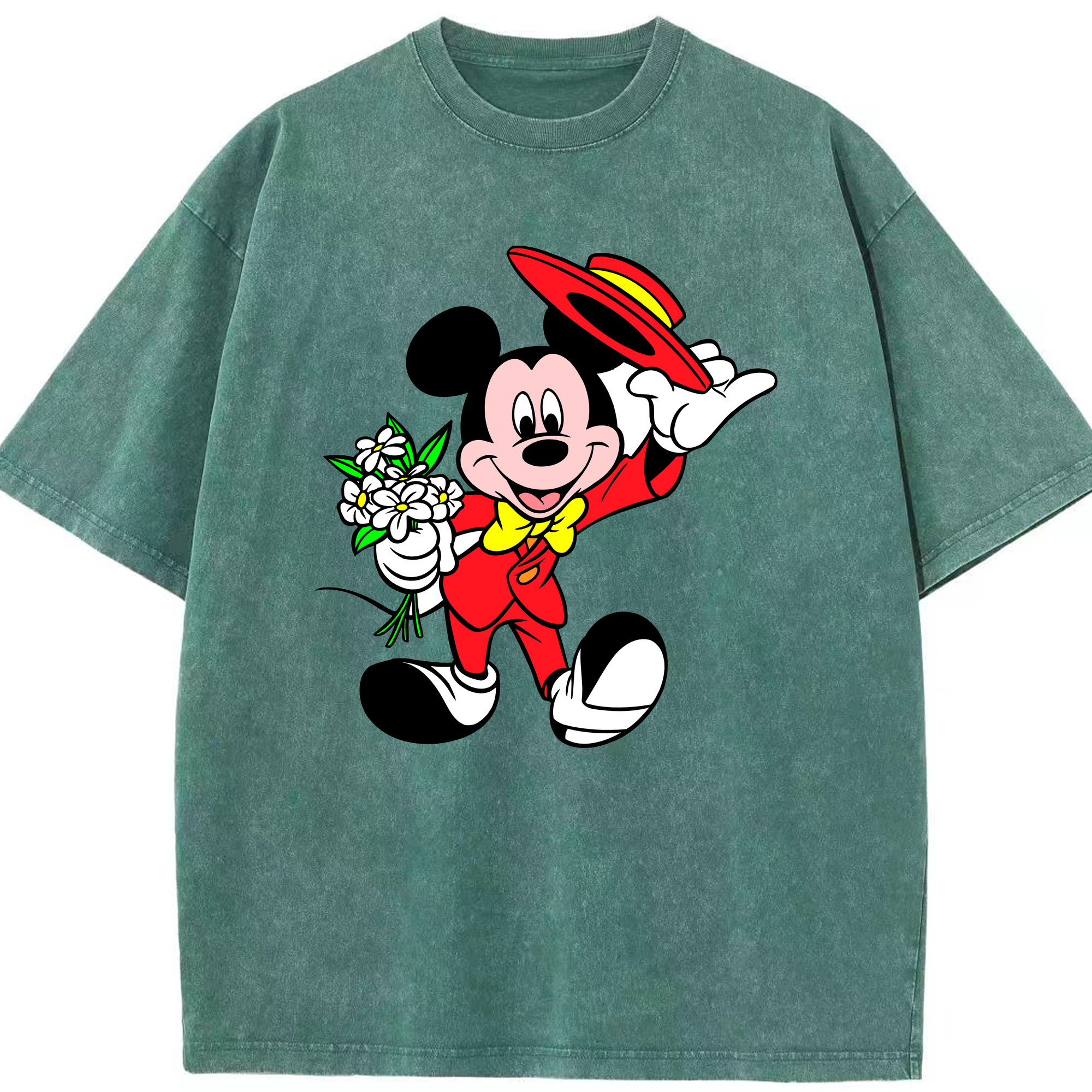 （画像用） ミッキーマウス Mickey Mouse 綿100% ヴィンテージ風 半袖Tシャツ（フロントプリント）